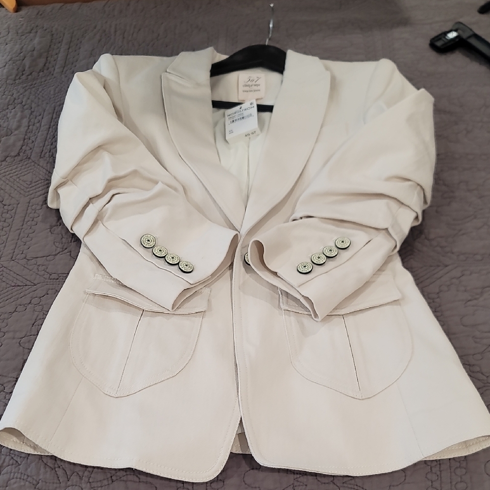 Cinq A Sept Cream Blazer with Ruched Sleeves - Picture 10 of 14